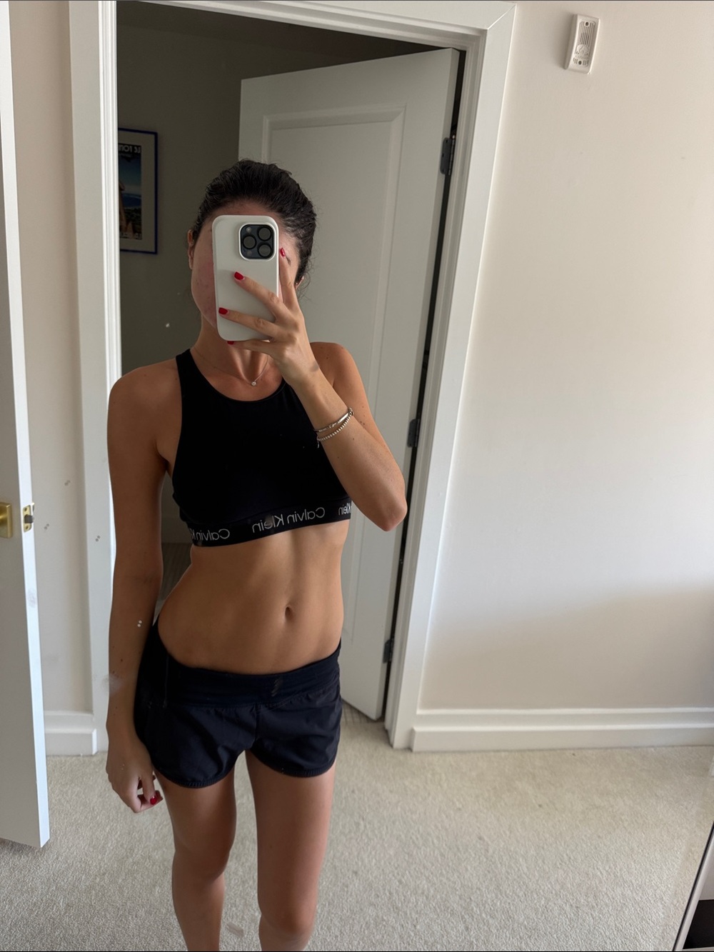 Calvin Klein Black Logo Elastic Racerback Sports Bra